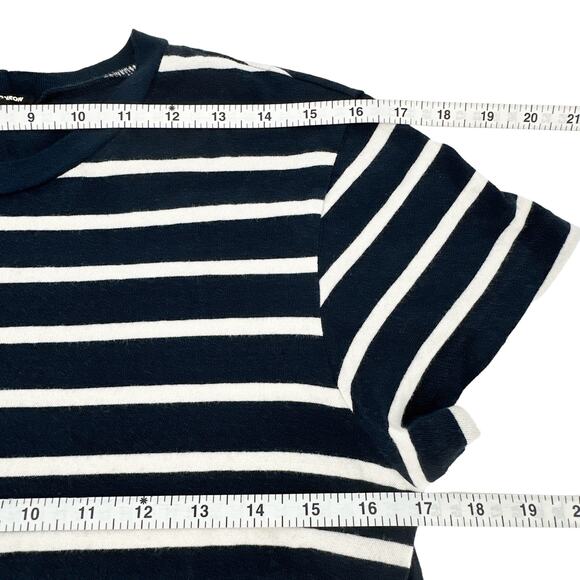 MONROW Stripe Tee in Navy & Cream XS - Picture 6 of 7